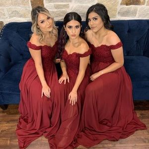 Burgundy romantic bridesmaid dress